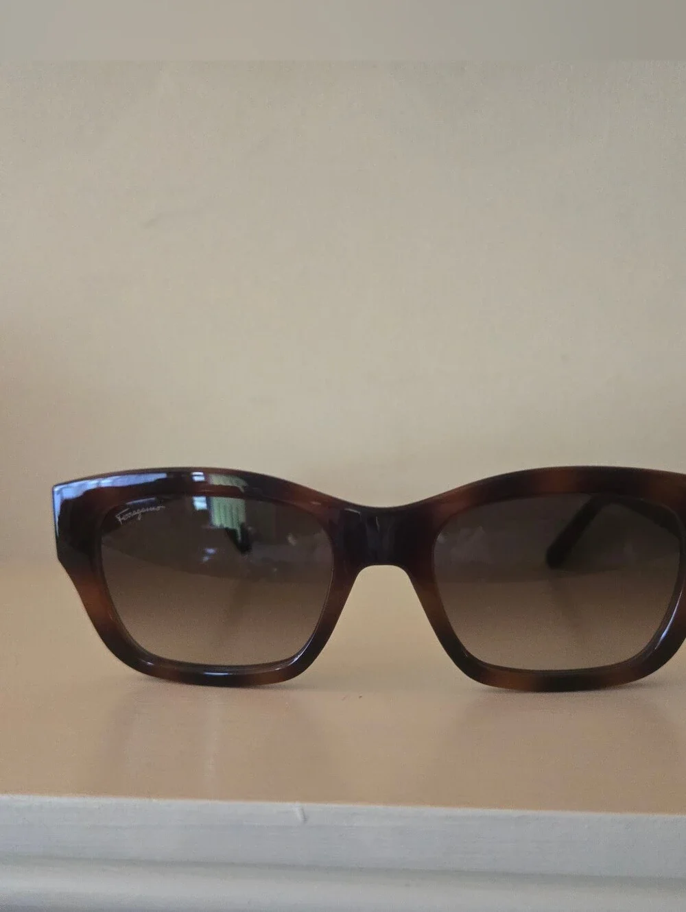 Ferragamo Rectangle Tortoise Sunglasses Gradient Lens - SF1012S Italy 53-19-140